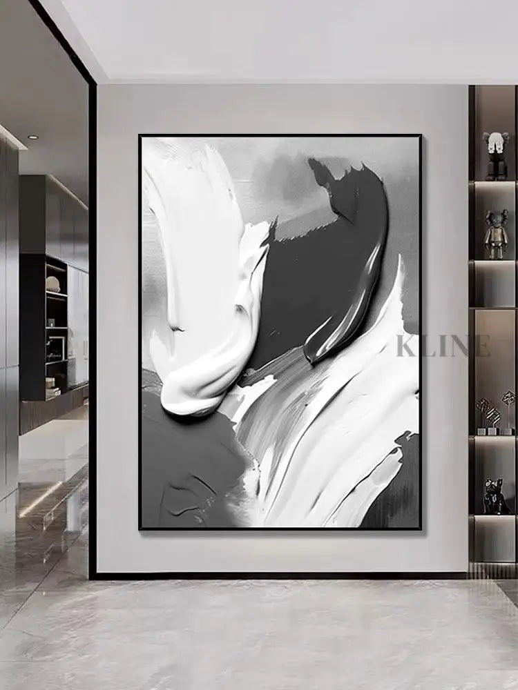 Black and Gray Textured Painting - Hand Painting 