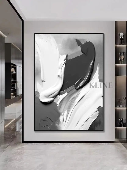 Black and Gray Textured Painting - Hand Painting