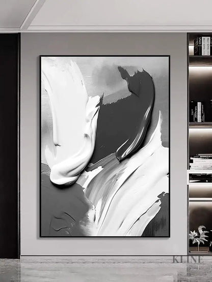 Black and Gray Textured Painting - Hand Painting