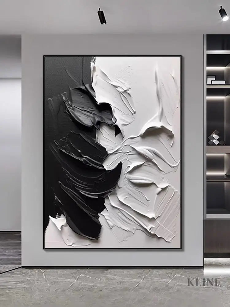 Black and Gray Textured Wall Art - Hand Painting