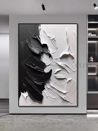 Black and Gray Textured Wall Art - Hand Painting