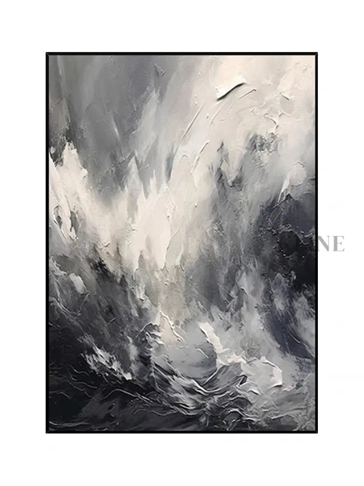 Black and Grey Heavy Textured Art - Hand Painting