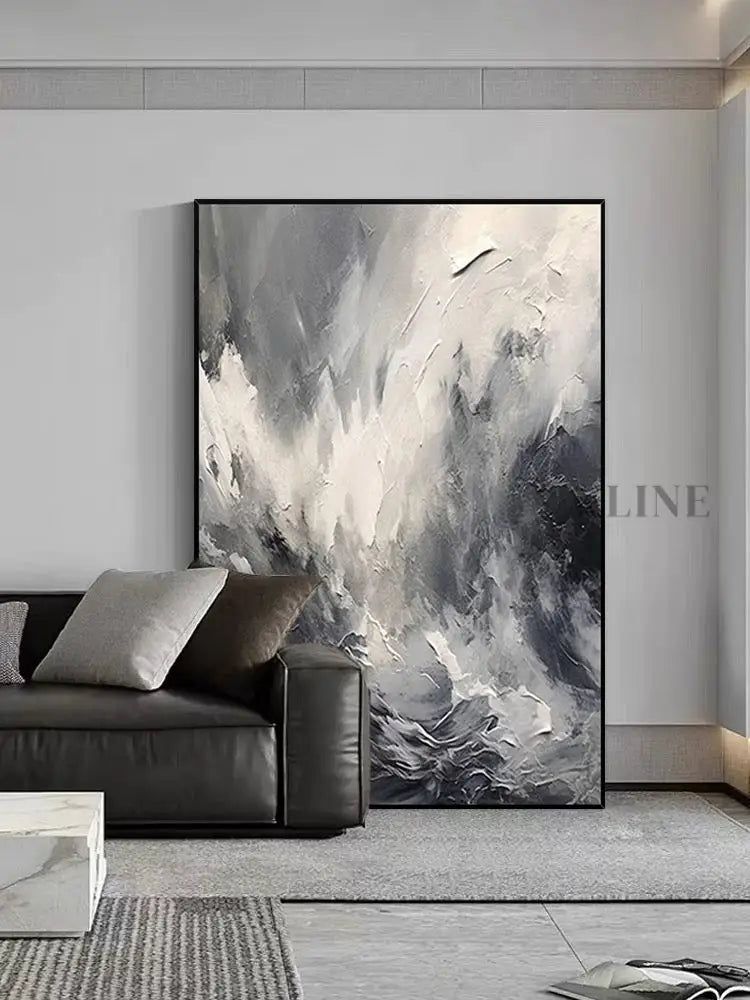 Black and Grey Heavy Textured Art - Hand Painting