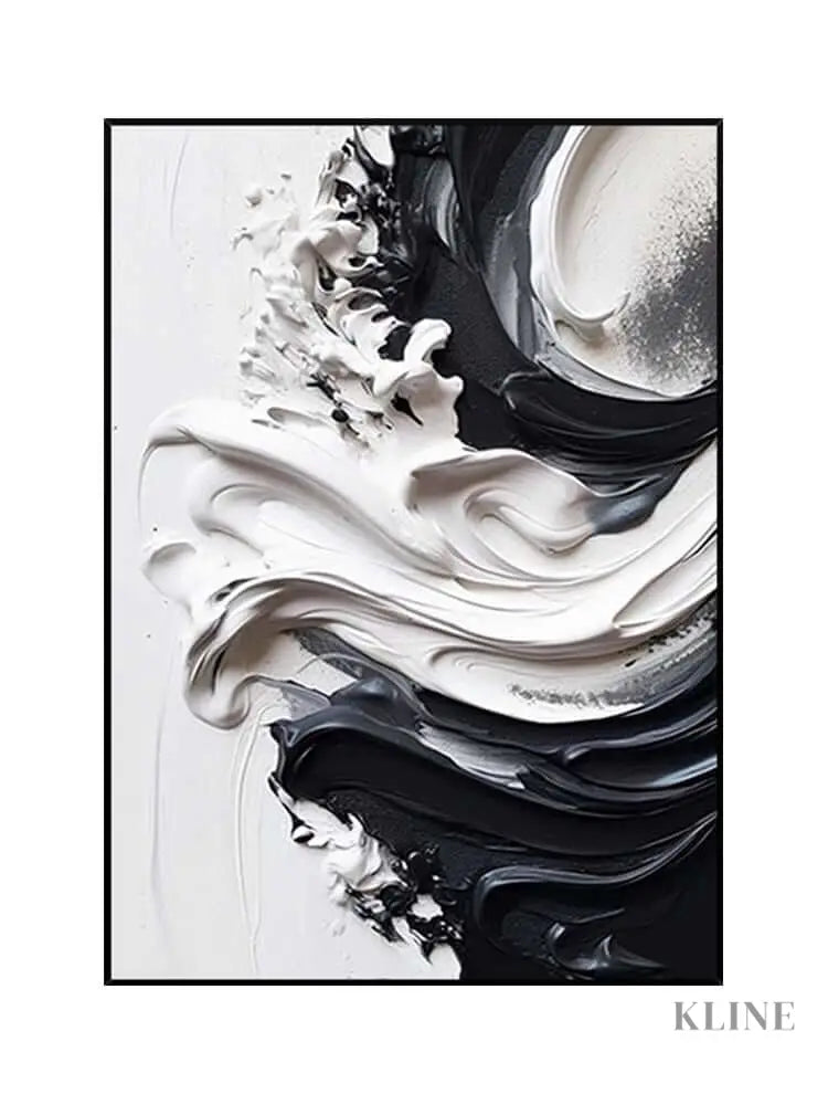 Black and Heavy White Texture - Hand Painting Textured Wall Art