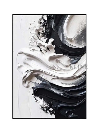 Black and Heavy White Texture - Hand Painting