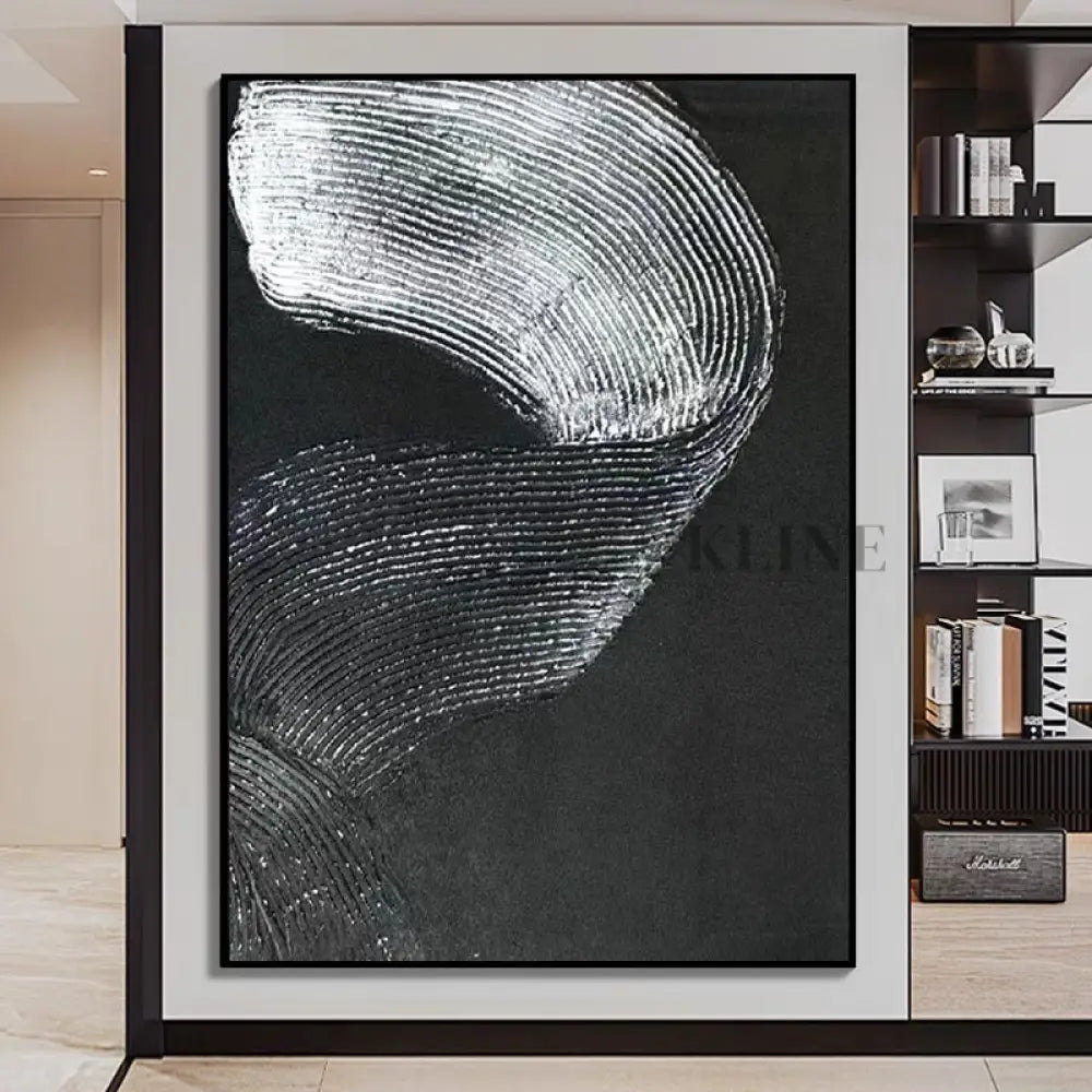 Black and Silver Brushes - Hand Painting Grand art mural