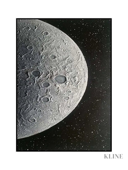 Black and Silver Moon Textured Wall Art - Hand Painting