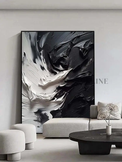 Black and White Blizzard Wall Art - Hand Painting