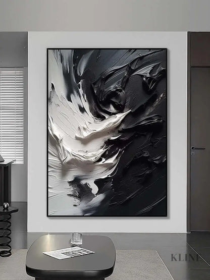 Black and White Blizzard Wall Art - Hand Painting