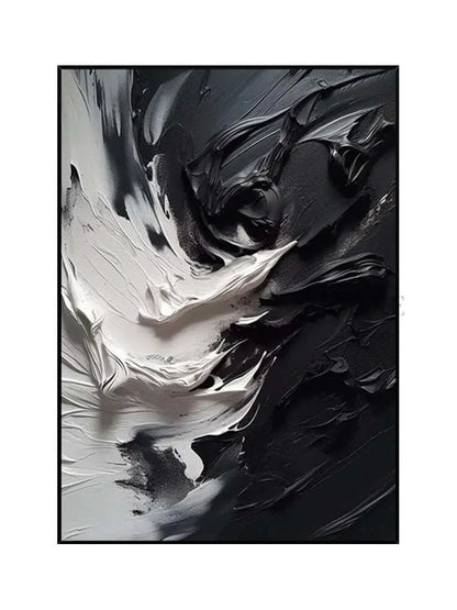 Black and White Blizzard Wall Art - Hand Painting