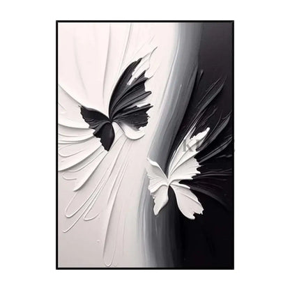 Black and White Butterflies Textured Wall Art - Hand Painting
