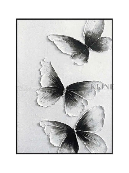 Black and White Butterfly Wall Art - Hand Painting