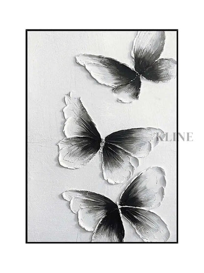 Black and White Butterfly Wall Art - Hand Painting