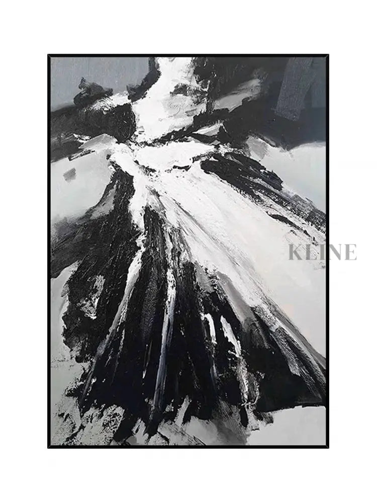 Black and White Chaos - Hand Painting لوحات فنية ولوحات جدارية عمودية
