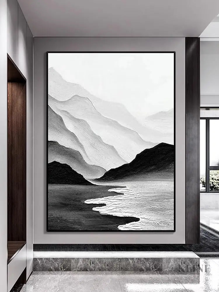 Black and White Chinese Style Painting - Hand Painting