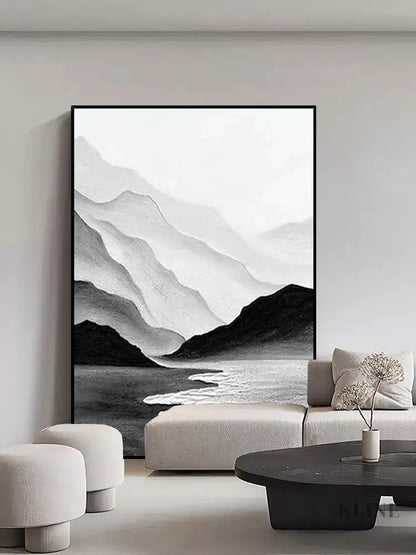 Black and White Chinese Style Painting - Hand Painting