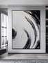 Black and White Circle Brushes Textured Painting - Hand Painting