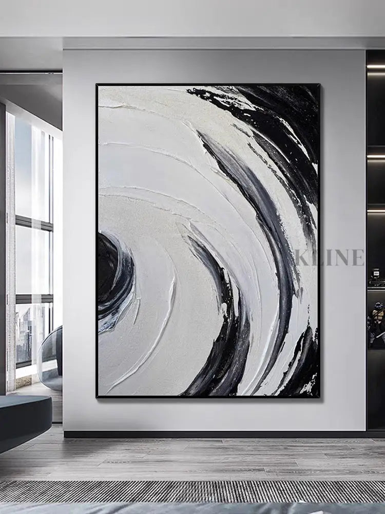 Black and White Circle Brushes Textured Painting - Hand Painting 