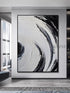 Black and White Circle Brushes Textured Painting - Hand Painting