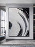 Black and White Circle Brushes Textured Painting - Hand Painting
