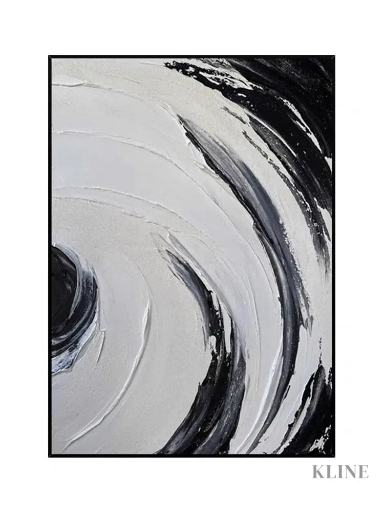 Black and White Circle Brushes Textured Painting - Hand Painting
