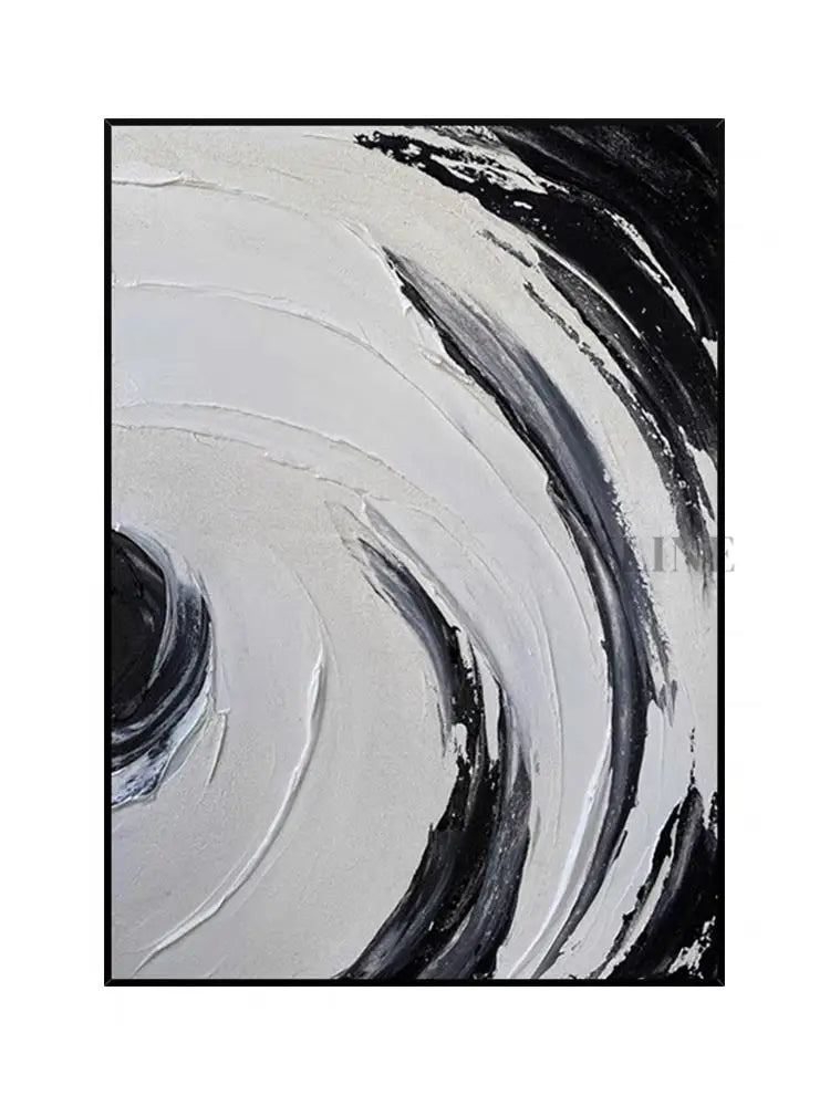 Black and White Circle Brushes Textured Painting - Hand Painting