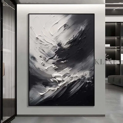 Black and White Clouds Swirling - Hand Painting