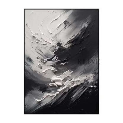 Black and White Clouds Swirling - Hand Painting