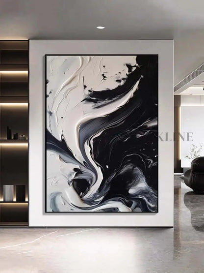 Black and White Cream Flow Texture - Hand Painting