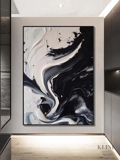 Black and White Cream Flow Texture - Hand Painting