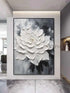 Black and White Floral Heavy Textured - Hand Painting
