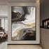 Black and White Golden Flow Textured Wall Art - Hand Painting