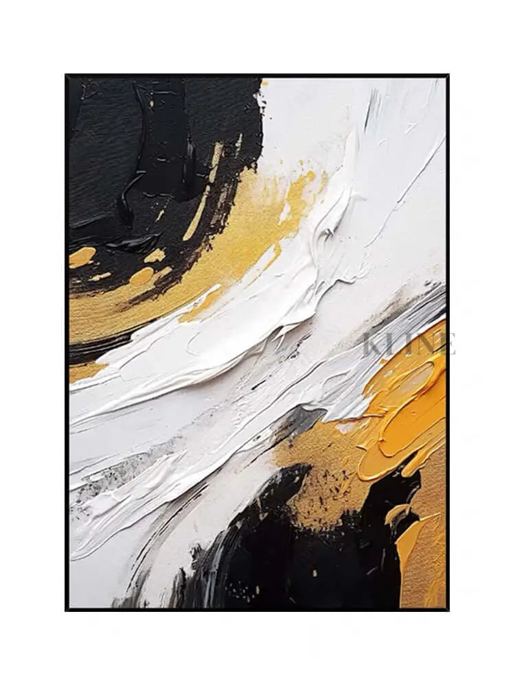 Black and White Golden Orange Texture - Hand Painting