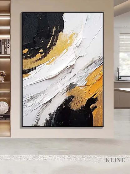 Black and White Golden Orange Texture - Hand Painting