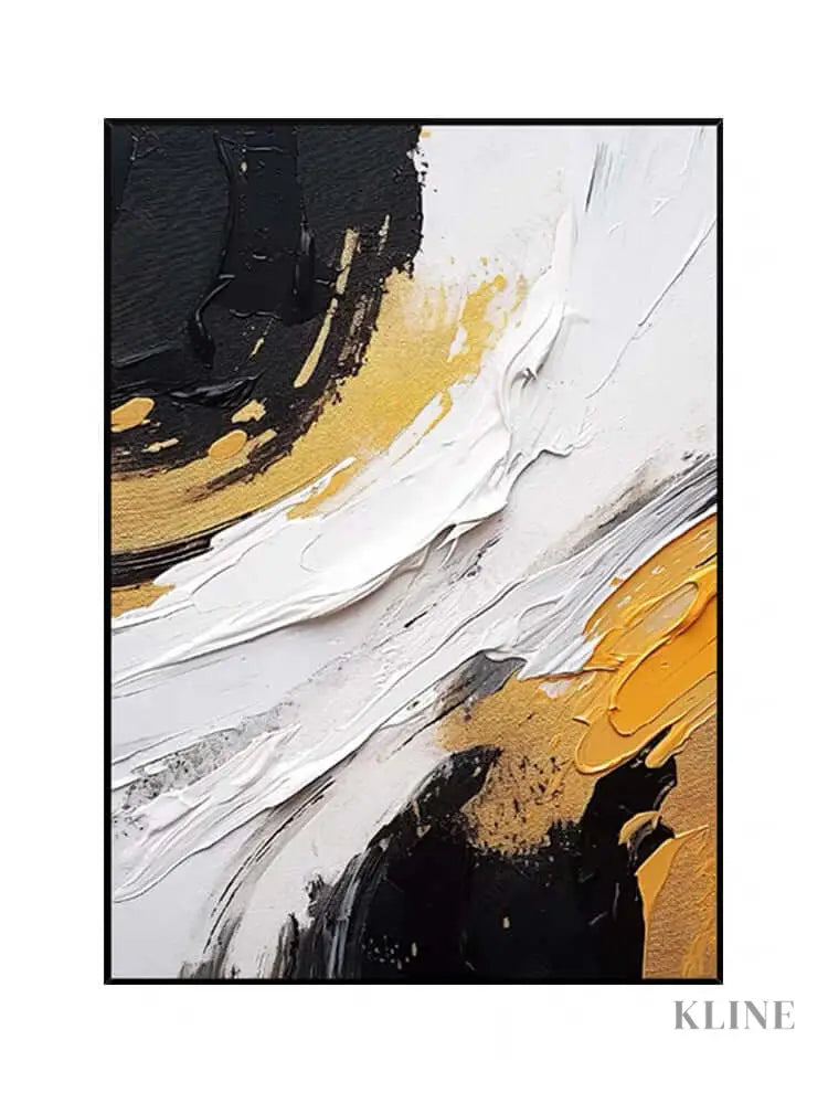 Black and White Golden Orange Texture - Hand Painting