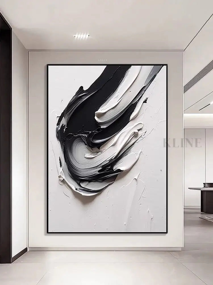 Black and White Heavy Textured Painting - Hand Painting