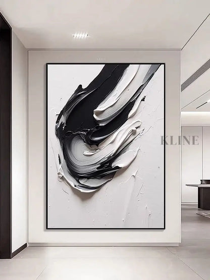 Black and White Heavy Textured Painting - Hand Painting