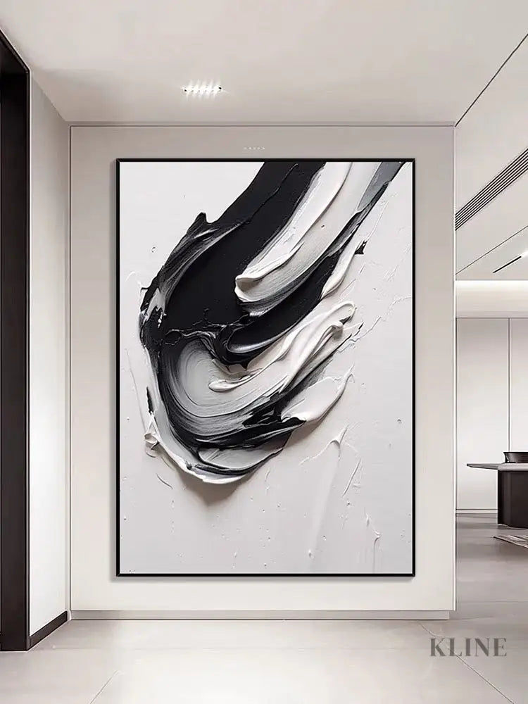 Black and White Heavy Textured Painting - Hand Painting 