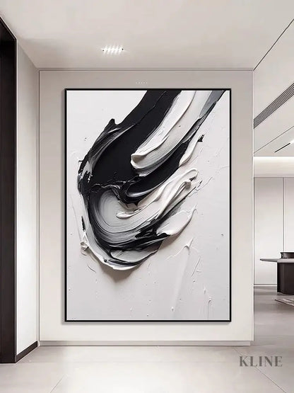 Black and White Heavy Textured Painting - Hand Painting