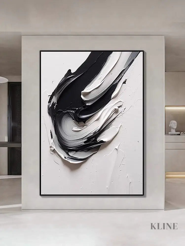 Black and White Heavy Textured Painting - Hand Painting 