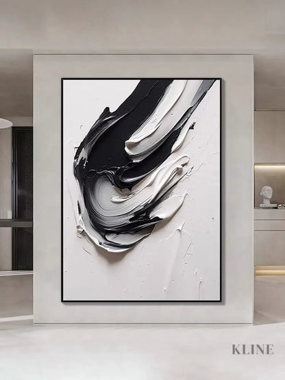 Black and White Heavy Textured Painting - Hand Painting