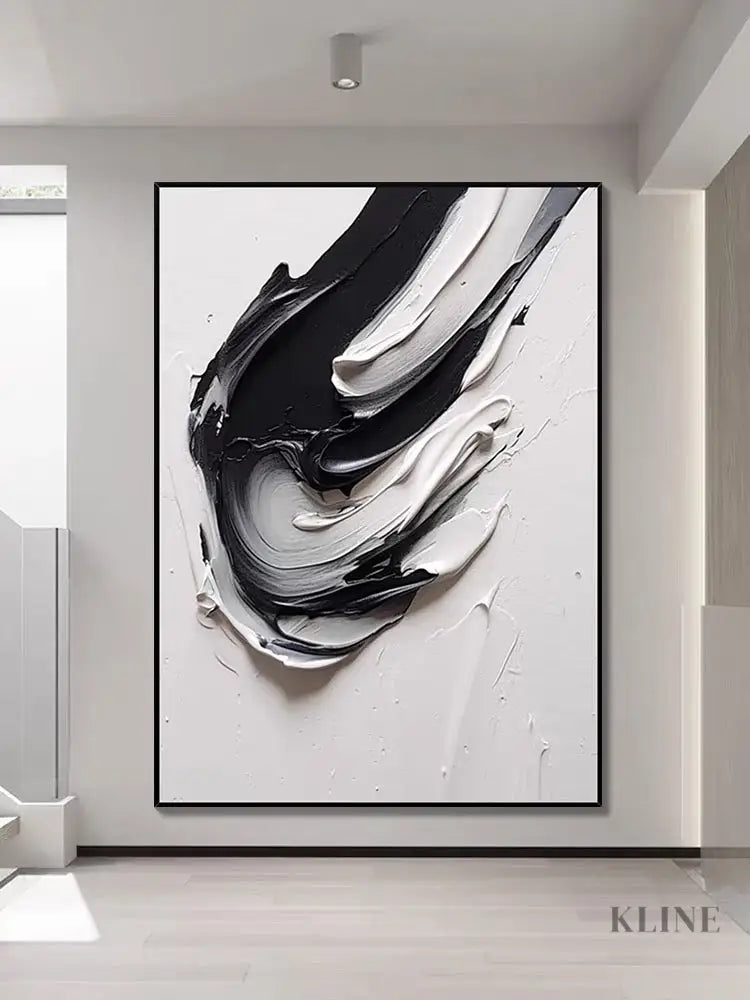 Black and White Heavy Textured Painting - Hand Painting
