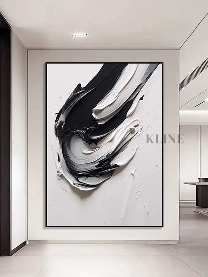 Black and White Heavy Textured Painting - Hand Painting