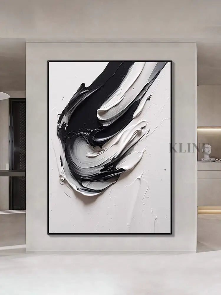Black and White Heavy Textured Painting - Hand Painting
