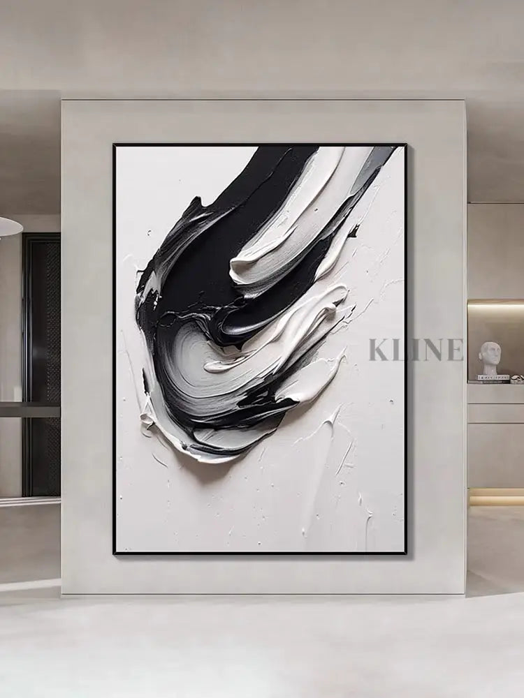 Black and White Heavy Textured Painting - Hand Painting Leinwand-Wandkunst