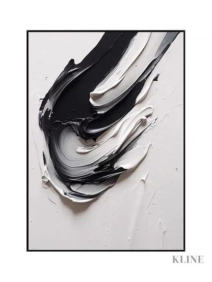 Black and White Heavy Textured Painting - Hand Painting