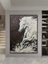 Black and White Horse Textured Wall Art - Hand Painting