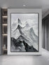 Black and White Mountain Textured Oil Painting - Hand Painting