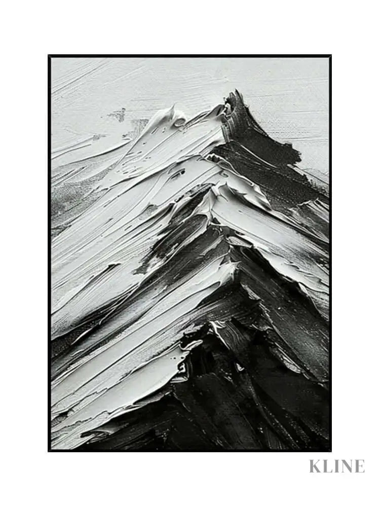 Black and White Mountains Textured Wall Art - Hand Painting 