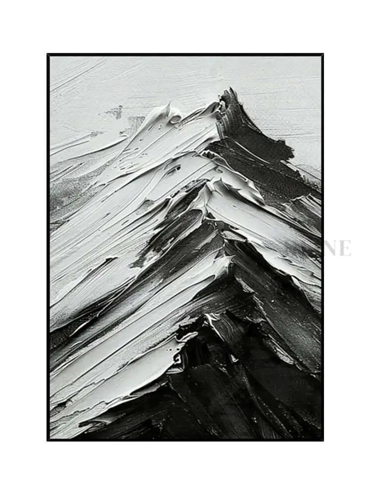 Black and White Mountains Textured Wall Art - Hand Painting